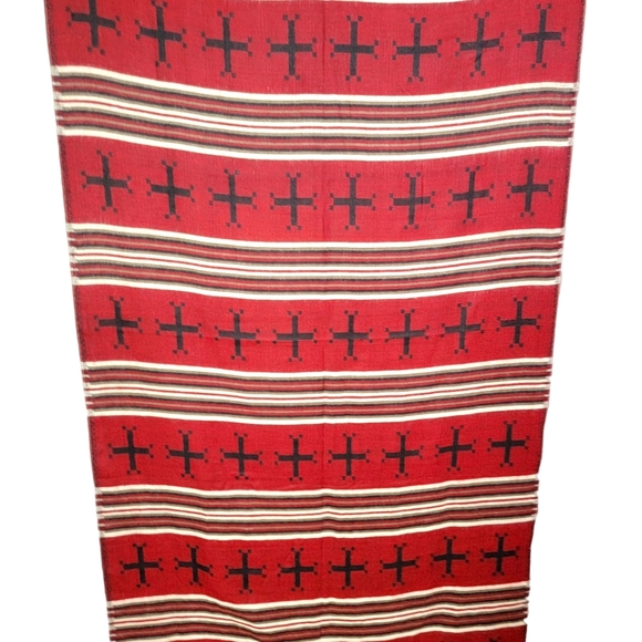 Oversized Vintage Wool Feel Serape Style Soth Wesern Vibes Wrap Scarf - Picture 4 of 9